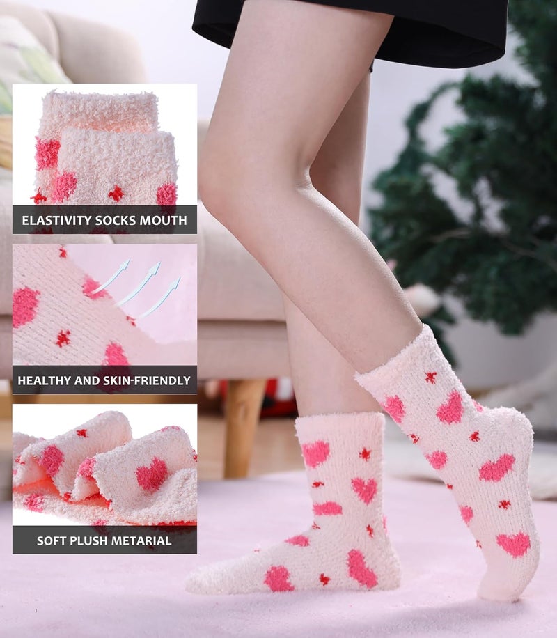 SDBING Fuzzy Socks for Women Soft Fluffy Home Sleeping Socks Cozy Warm Slipper Socks 6 or 5 Pairs - Image 2